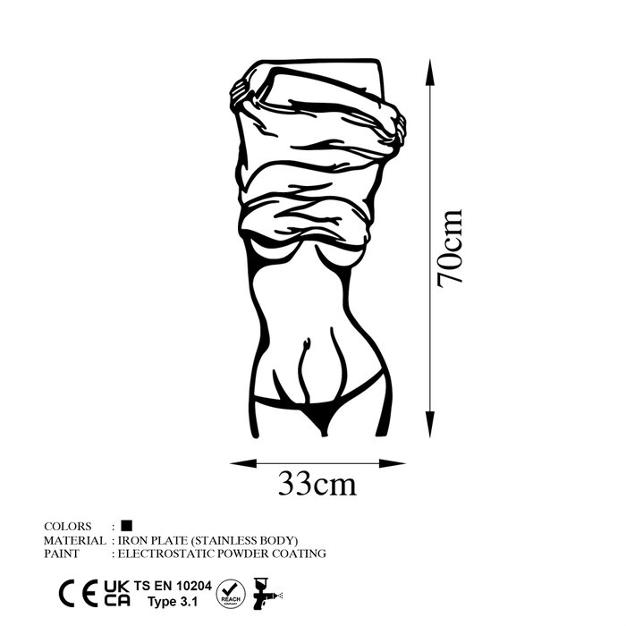 Wallity Undressing Woman Escultura de pared de metal negra Wallity Undressing Woman Escultura de pared de metal negra
